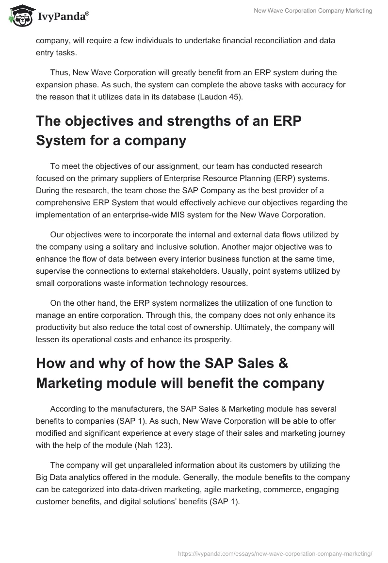 New Wave Corporation Company Marketing. Page 2