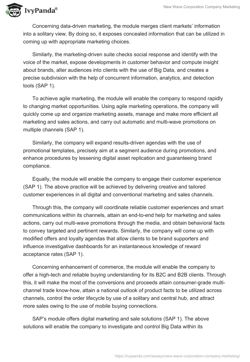 New Wave Corporation Company Marketing. Page 3
