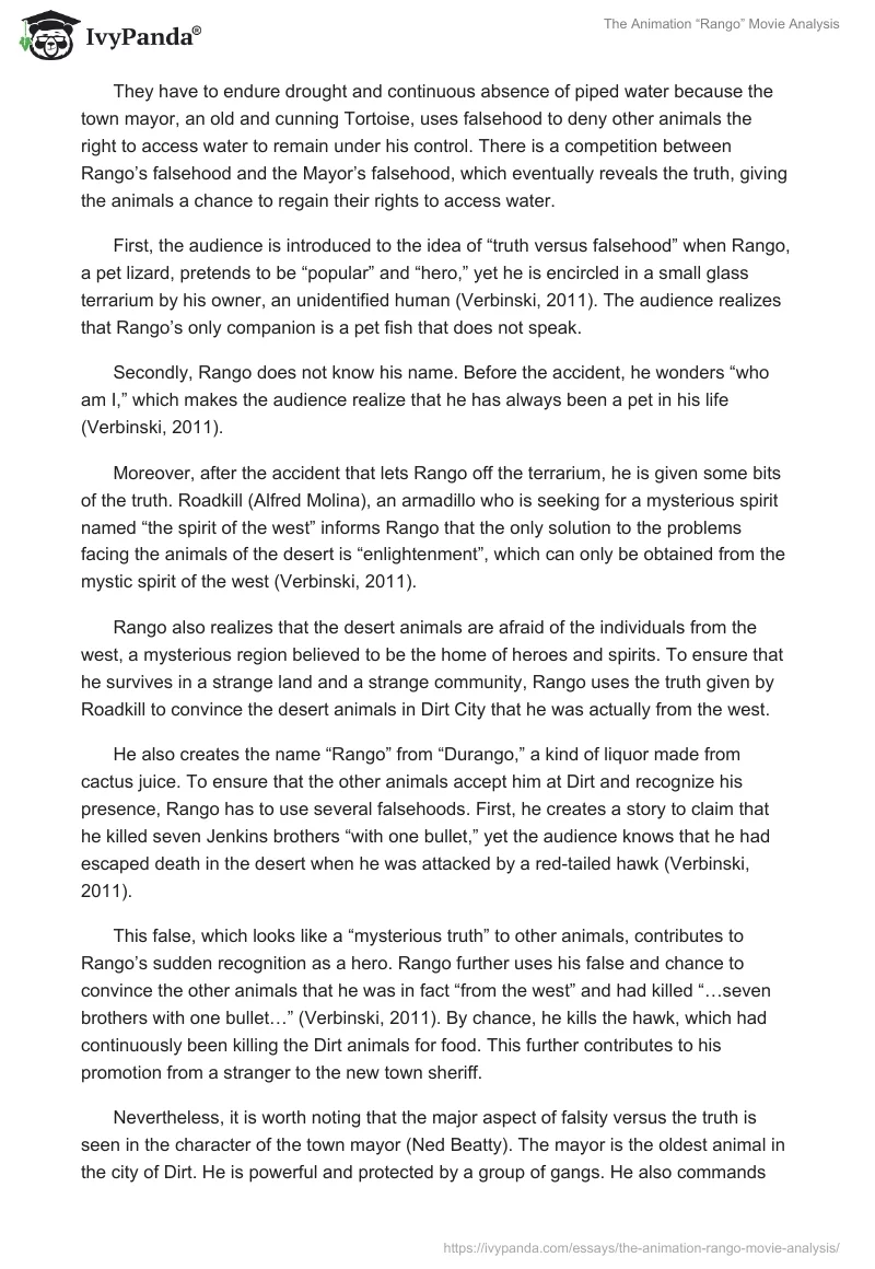 The Animation Rango Movie Analysis 1650 Words Essay Example The Animation Rango Movie Analysis 1650 Words Essay Example