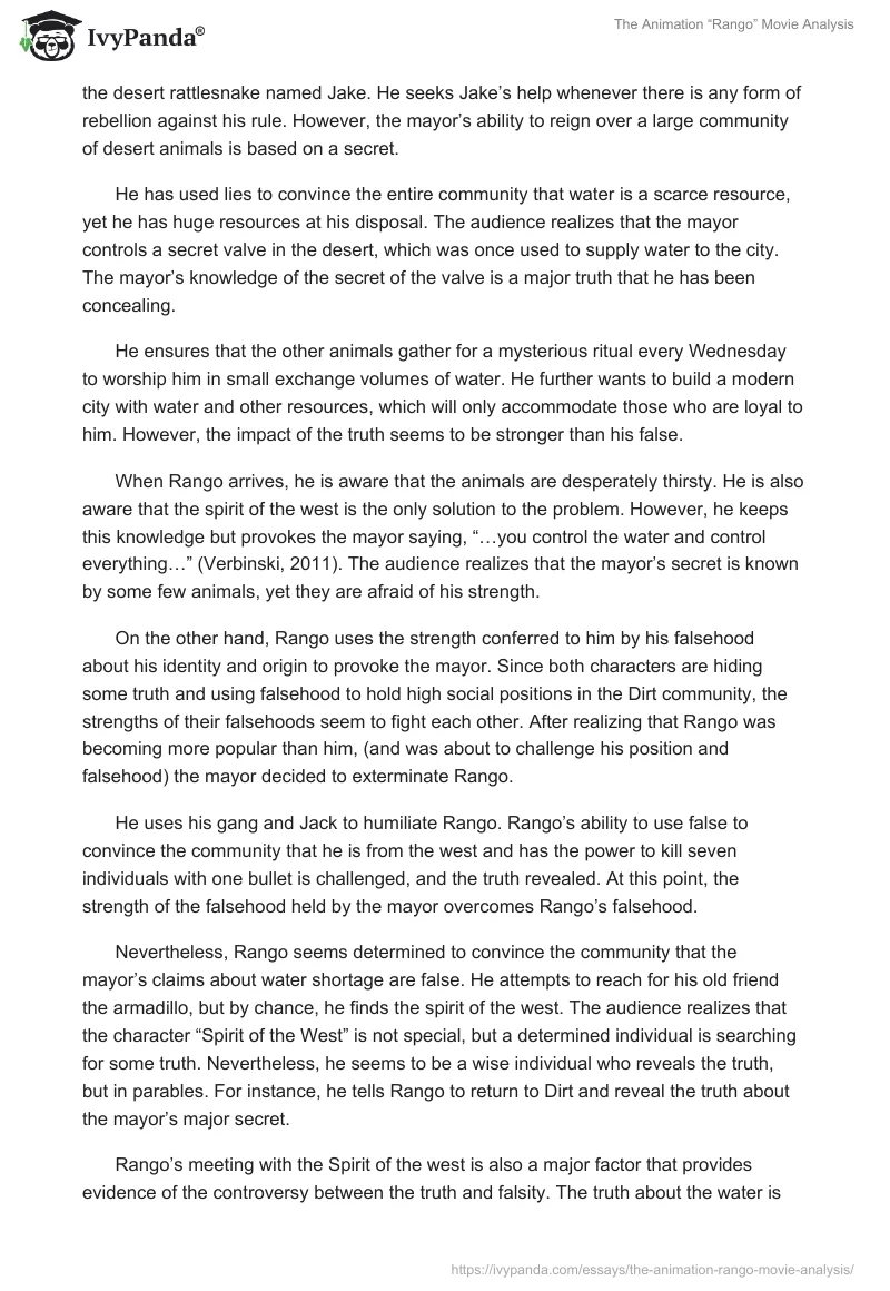 The Animation “Rango” Movie Analysis. Page 3