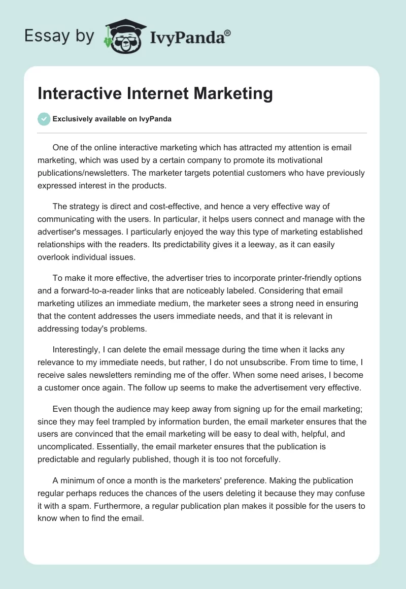 Interactive Internet Marketing. Page 1