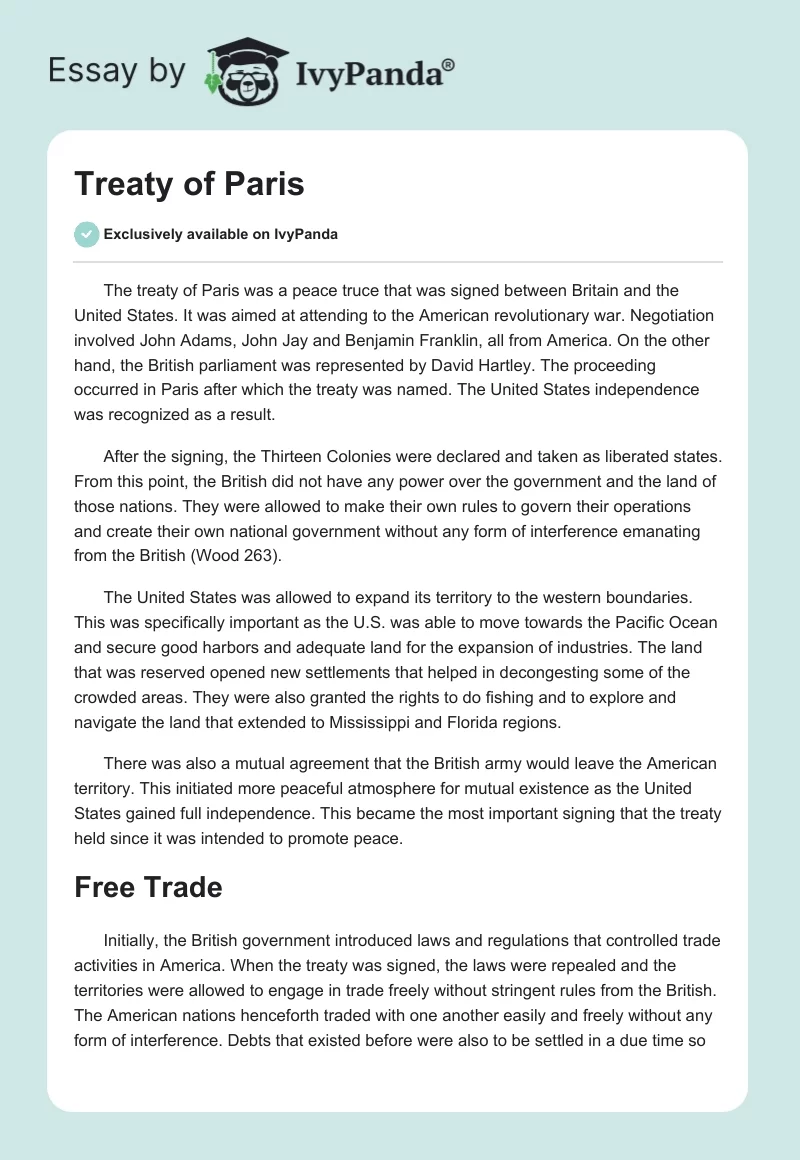 Treaty of Paris. Page 1