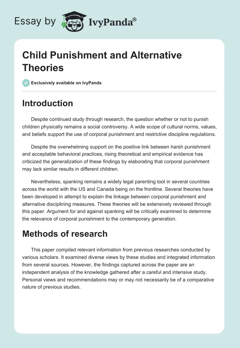 Child Punishment and Alternative Theories. Page 1