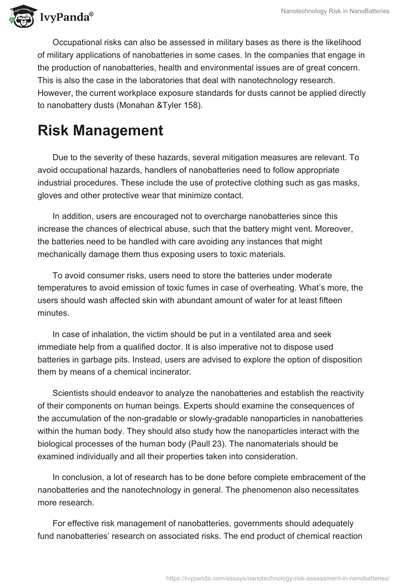 Nanotechnology Risk in NanoBatteries. Page 4