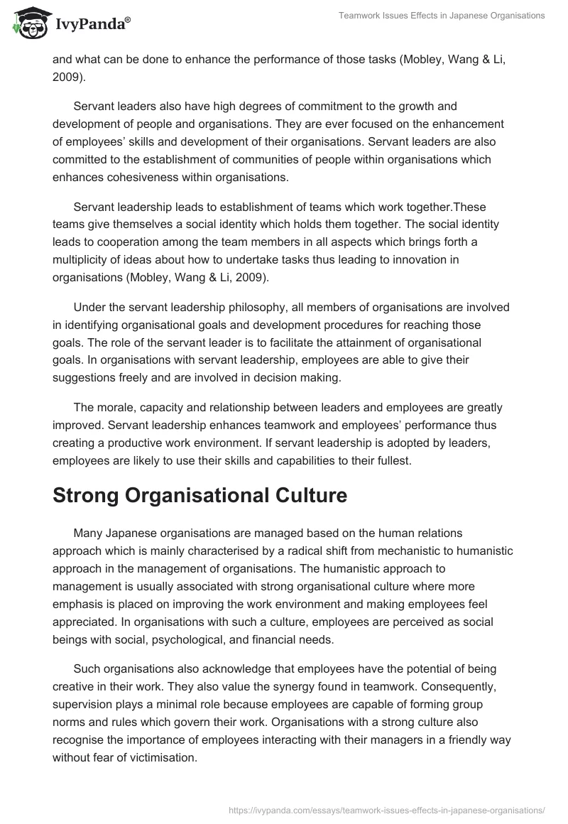 Teamwork Issues Effects in Japanese Organisations. Page 2