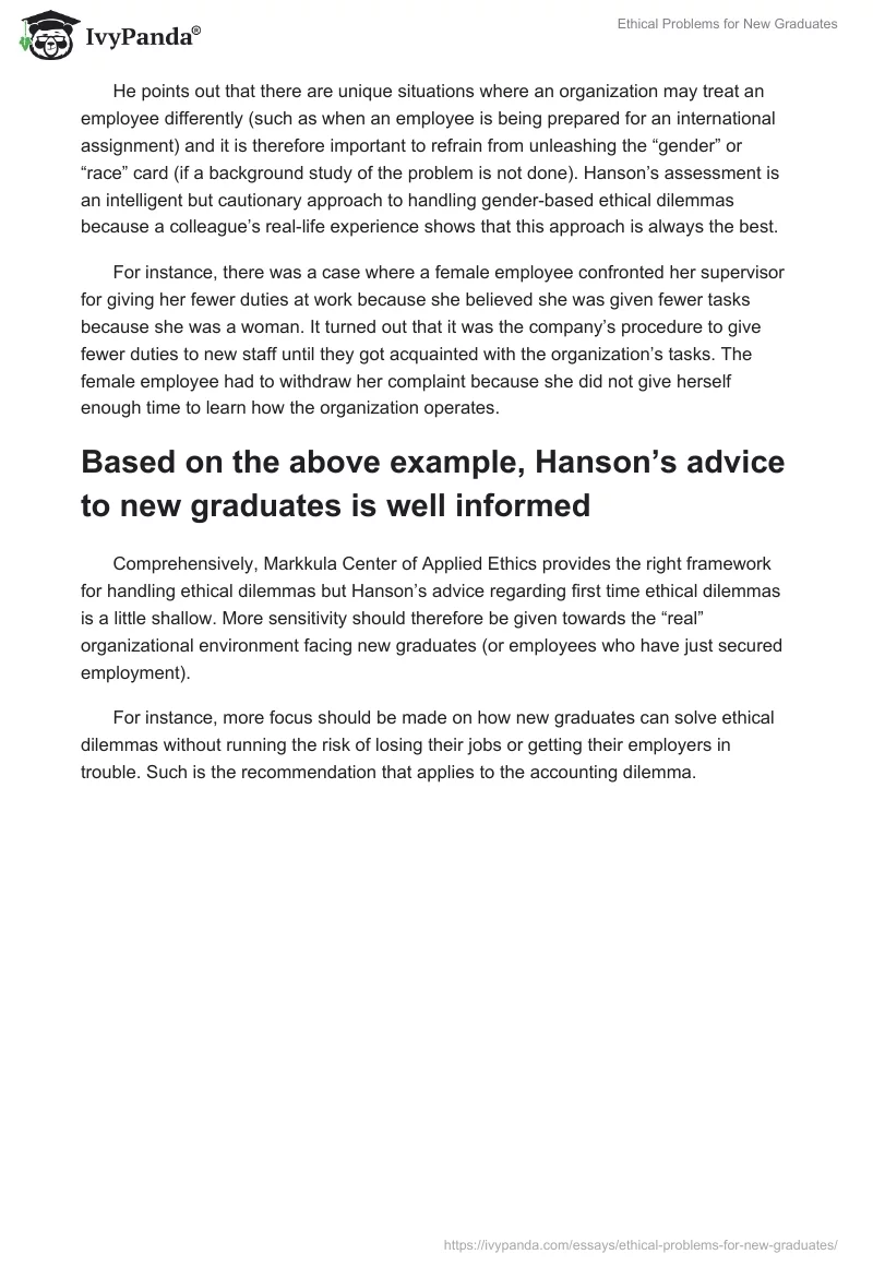 Ethical Problems for New Graduates. Page 2