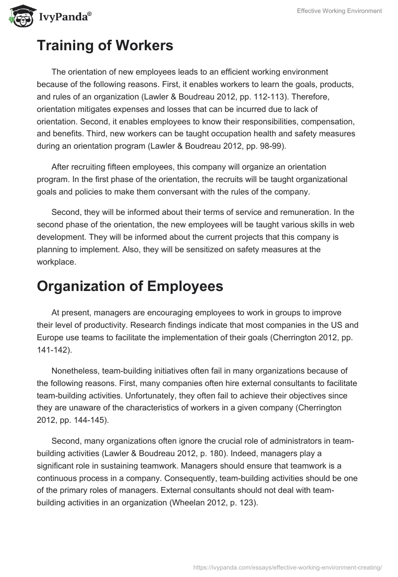 Effective Working Environment. Page 2