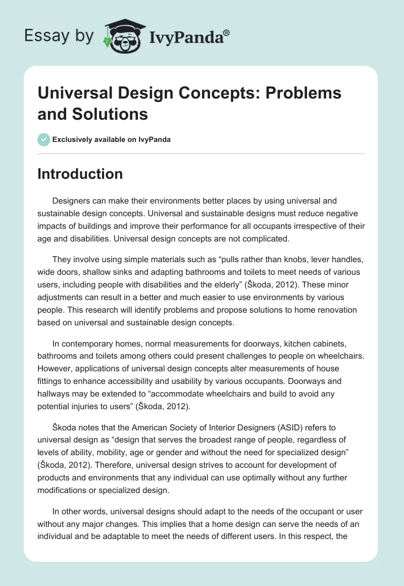 Universal Design Concepts: Problems and Solutions. Page 1