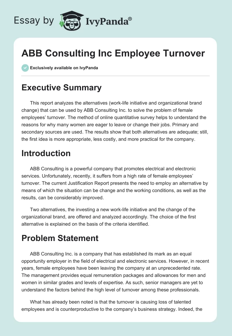 ABB Consulting Inc Employee Turnover. Page 1