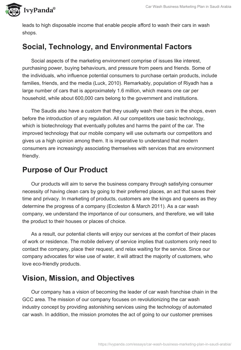 Car Wash Business Marketing Plan in Saudi Arabia. Page 3