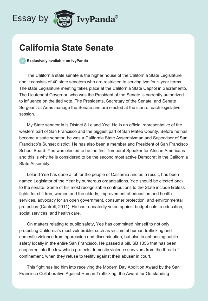 California State Senate. Page 1