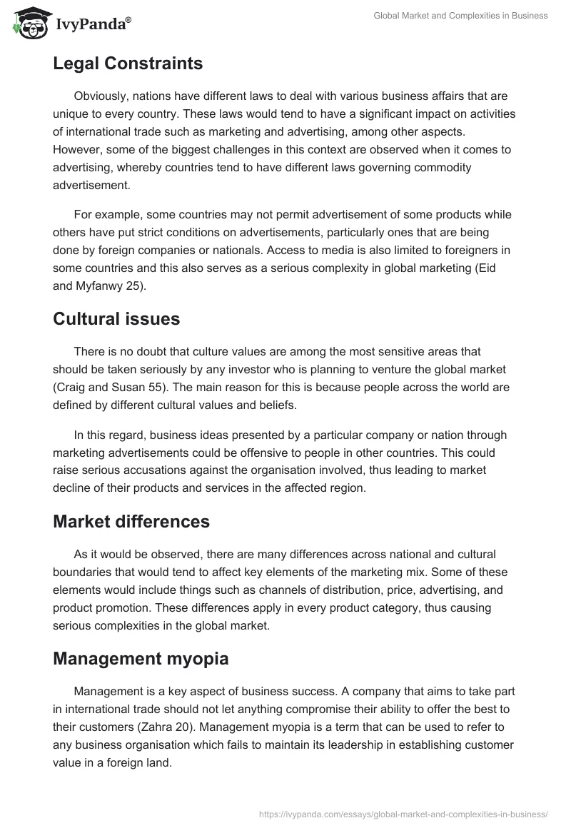 Global Market and Complexities in Business. Page 2