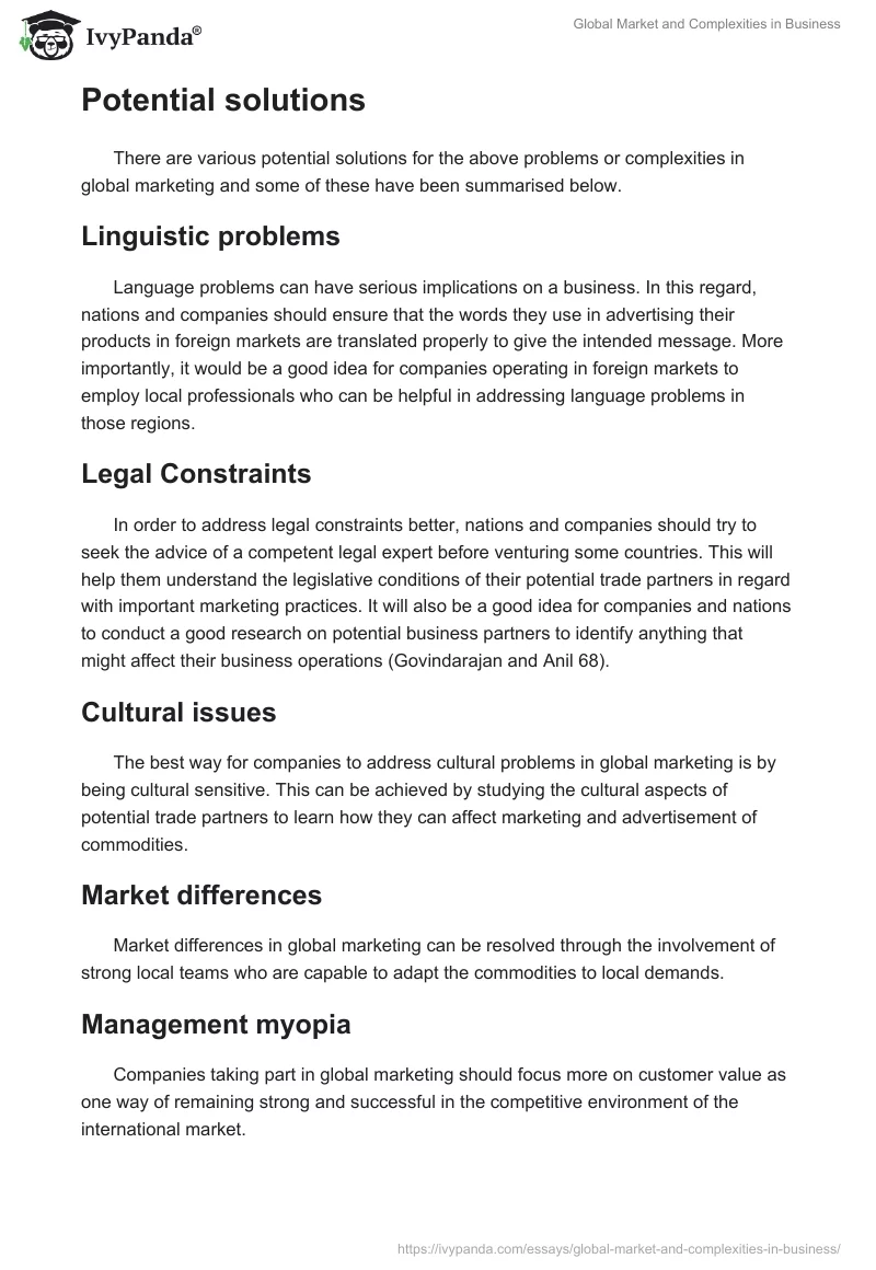 Global Market and Complexities in Business. Page 3