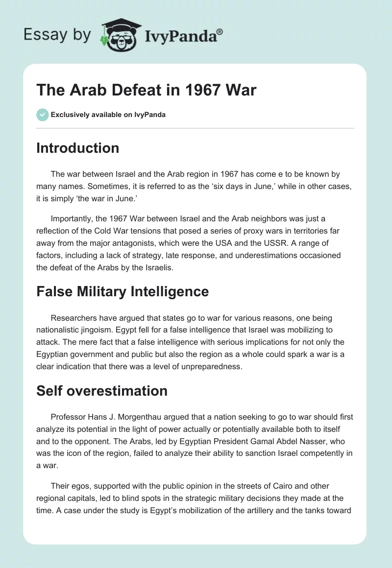The Arab Defeat in 1967 War. Page 1
