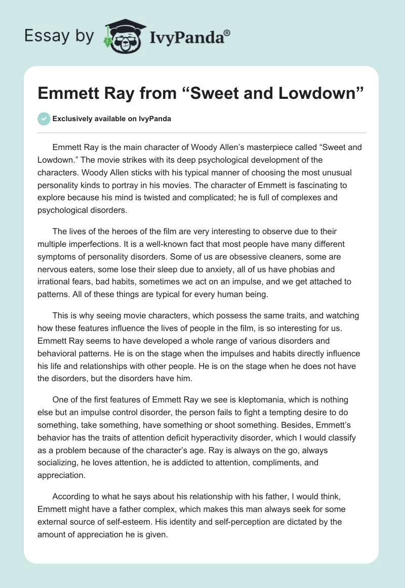 Emmett Ray from “Sweet and Lowdown”. Page 1