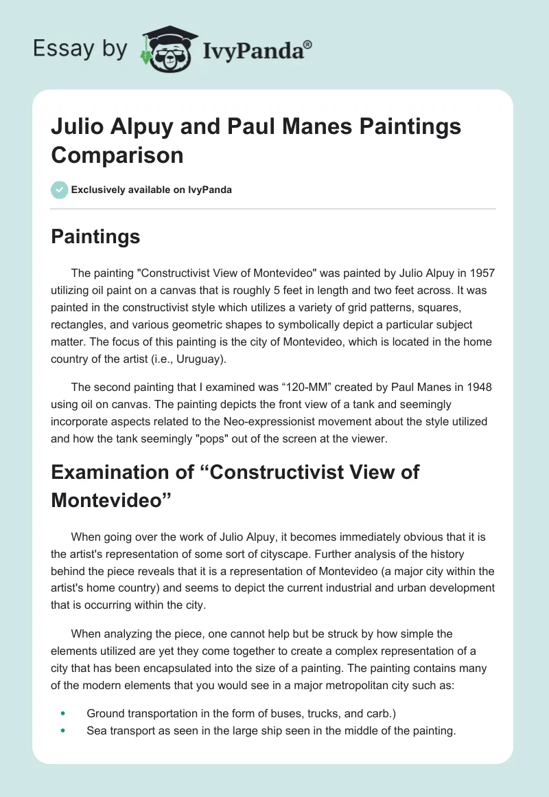 Julio Alpuy and Paul Manes Paintings Comparison. Page 1