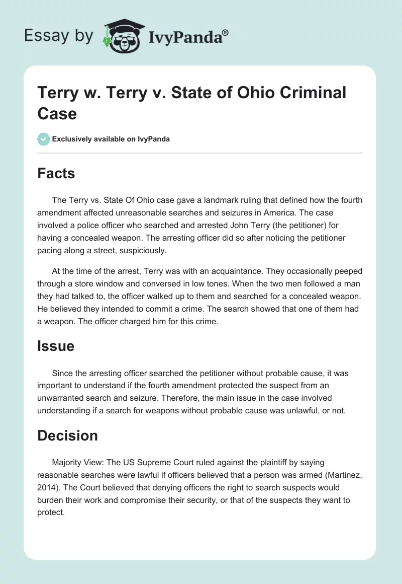 Terry w. Terry v. State of Ohio Criminal Case. Page 1