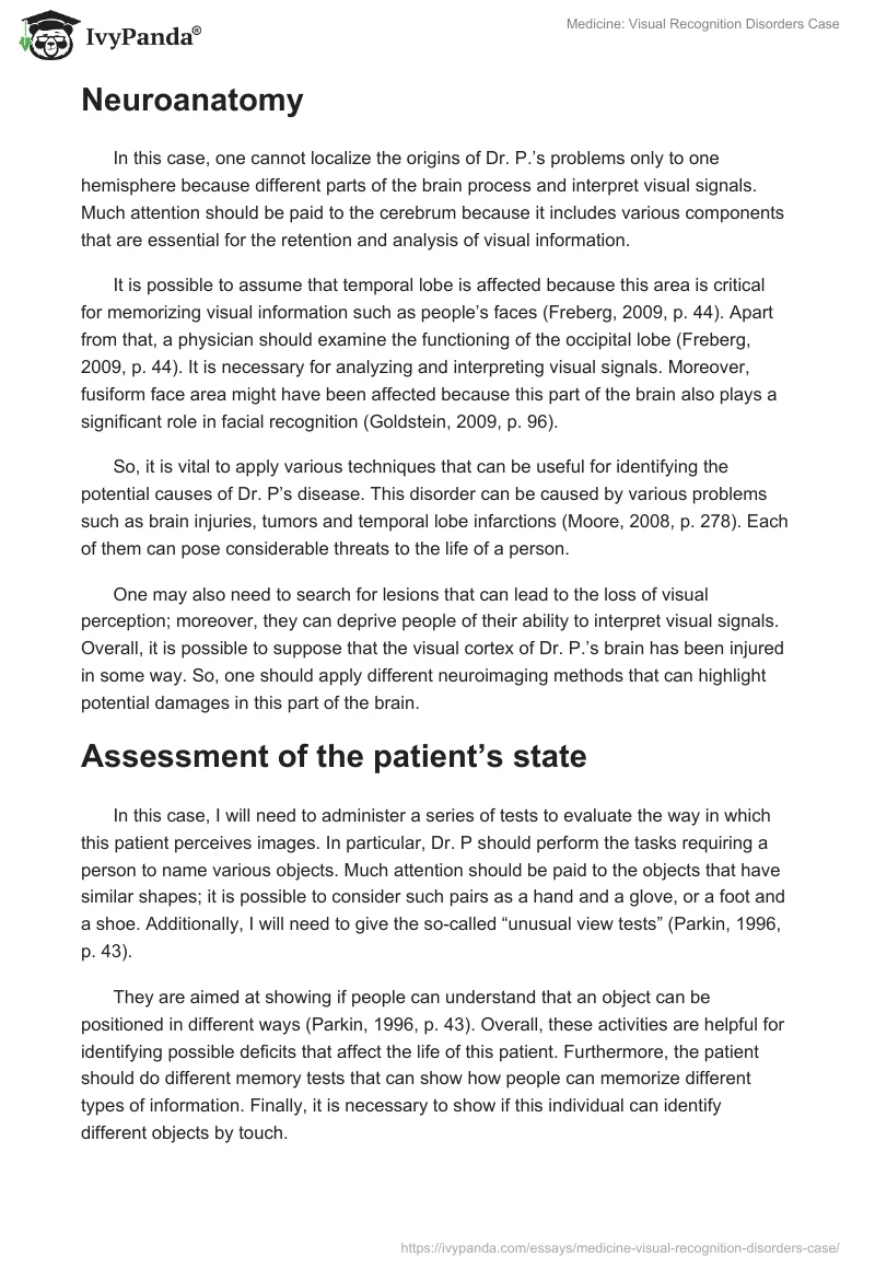 Medicine: Visual Recognition Disorders Case. Page 2