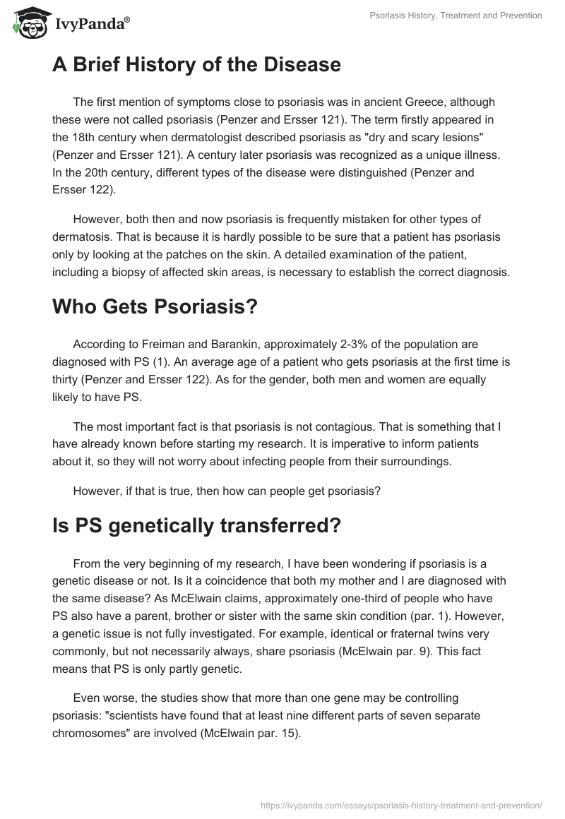 Psoriasis History, Treatment and Prevention. Page 2