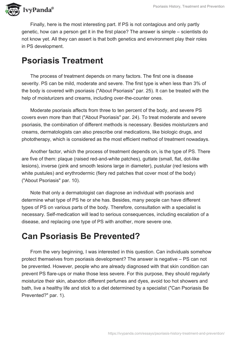 Psoriasis History, Treatment and Prevention. Page 3