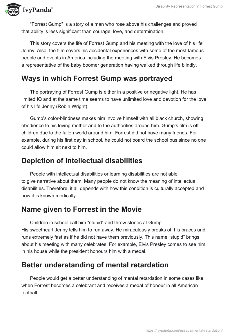 Disability Representation in "Forrest Gump". Page 2