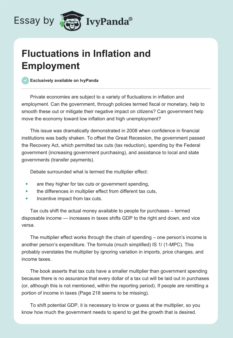 Fluctuations in Inflation and Employment. Page 1