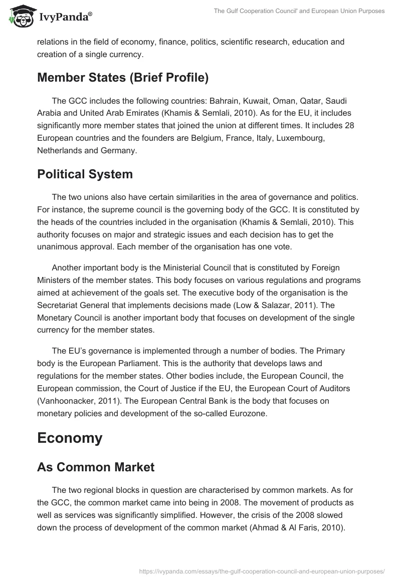 The Gulf Cooperation Council' and European Union Purposes. Page 2