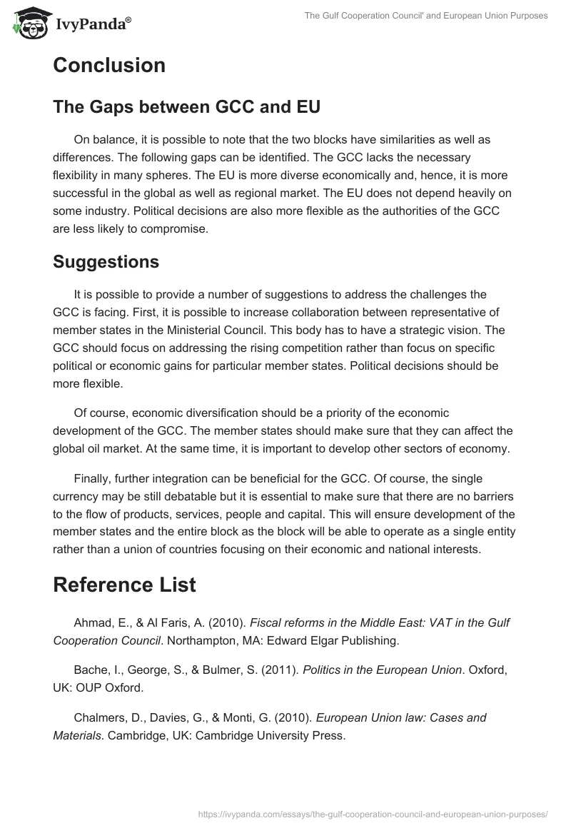 The Gulf Cooperation Council' and European Union Purposes. Page 5