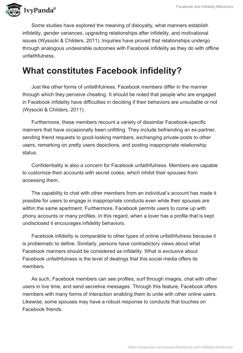 Facebook and Infidelity Behaviors. Page 2