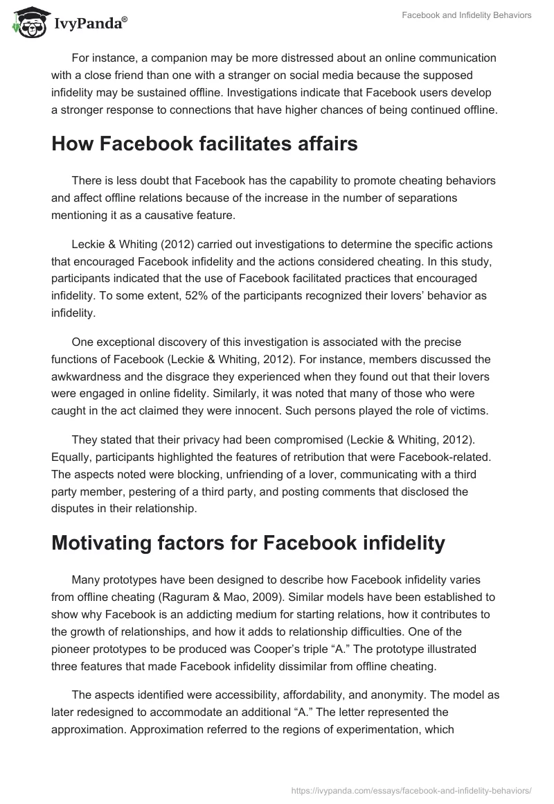 Facebook and Infidelity Behaviors. Page 3