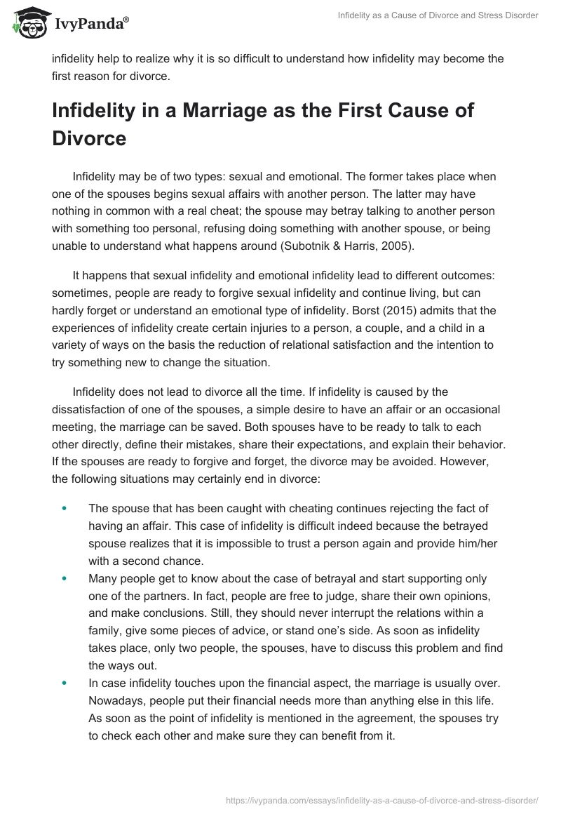 Infidelity as a Cause of Divorce and Stress Disorder. Page 3
