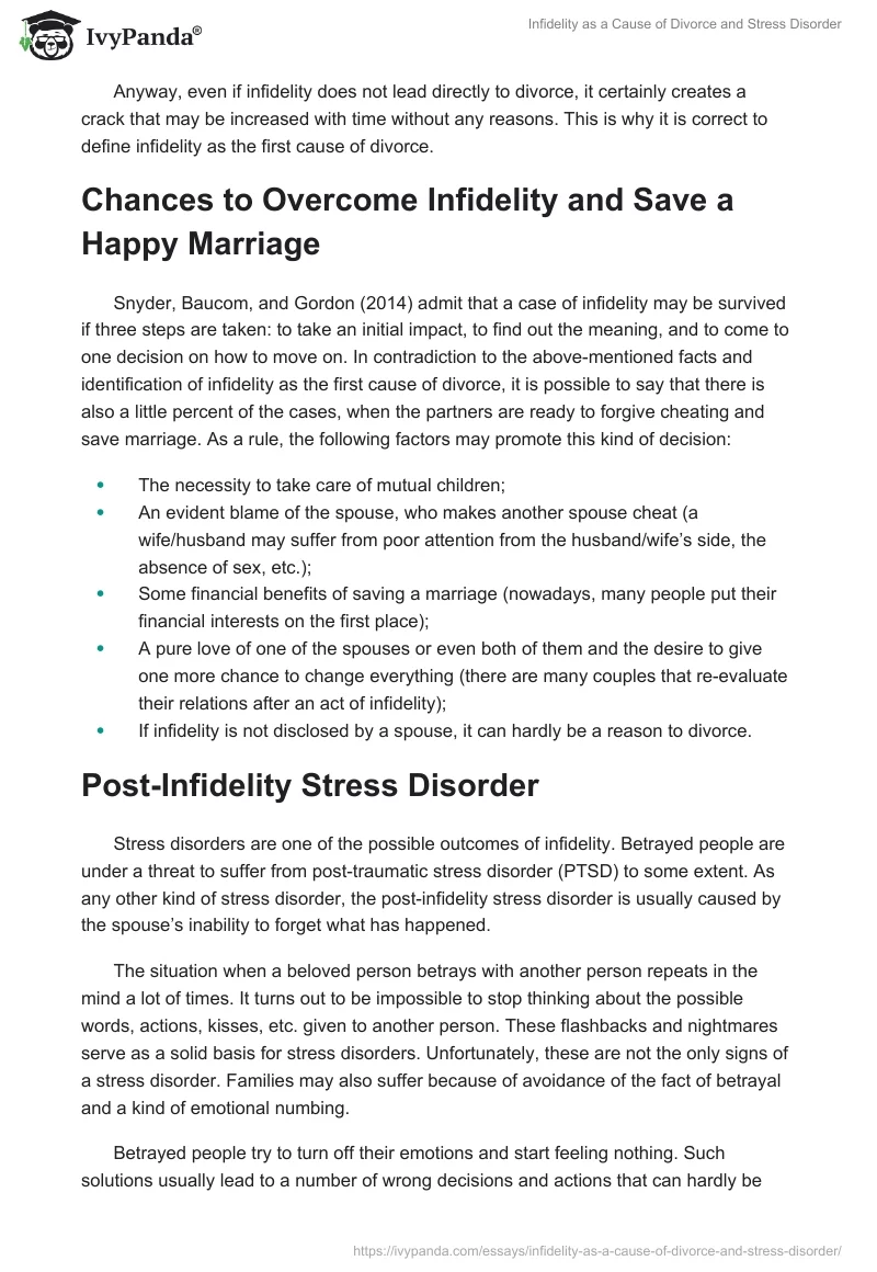 infidelity cause of divorce essay