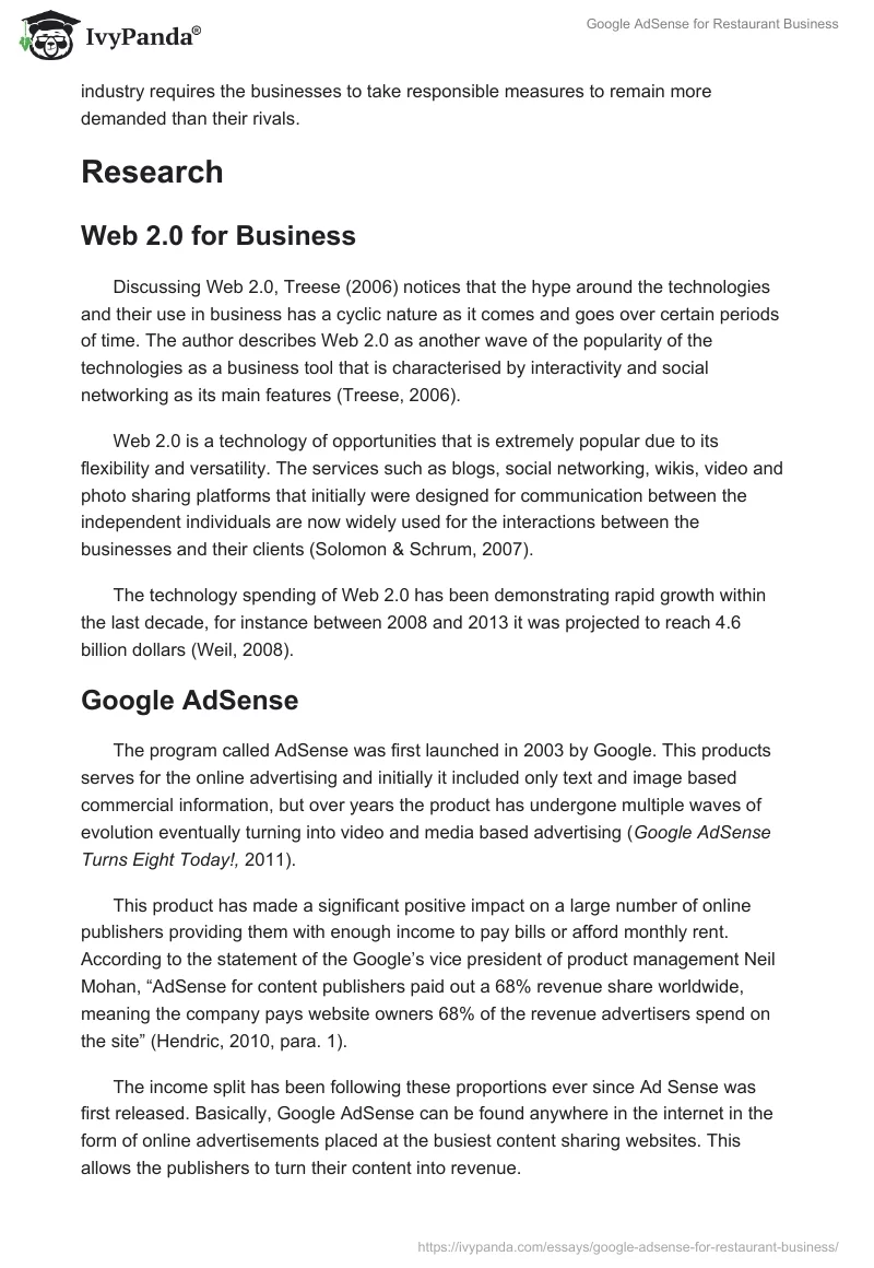 Google AdSense for Restaurant Business. Page 2