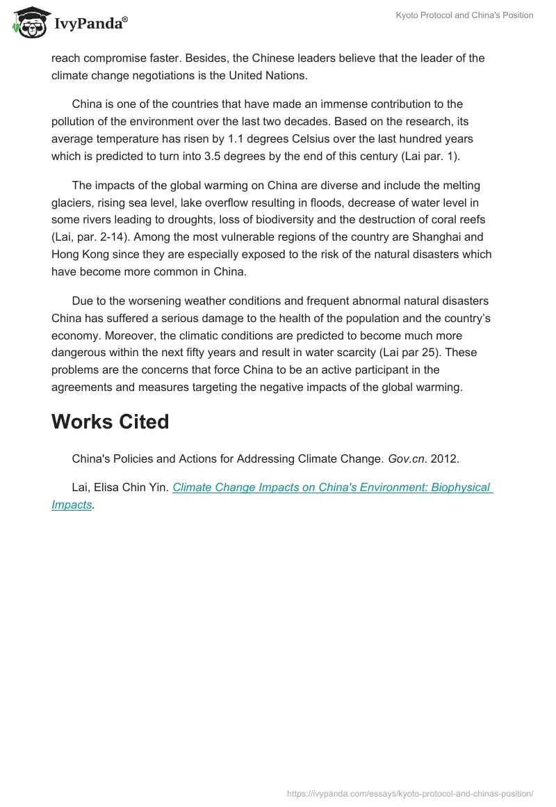 Kyoto Protocol and China's Position. Page 2