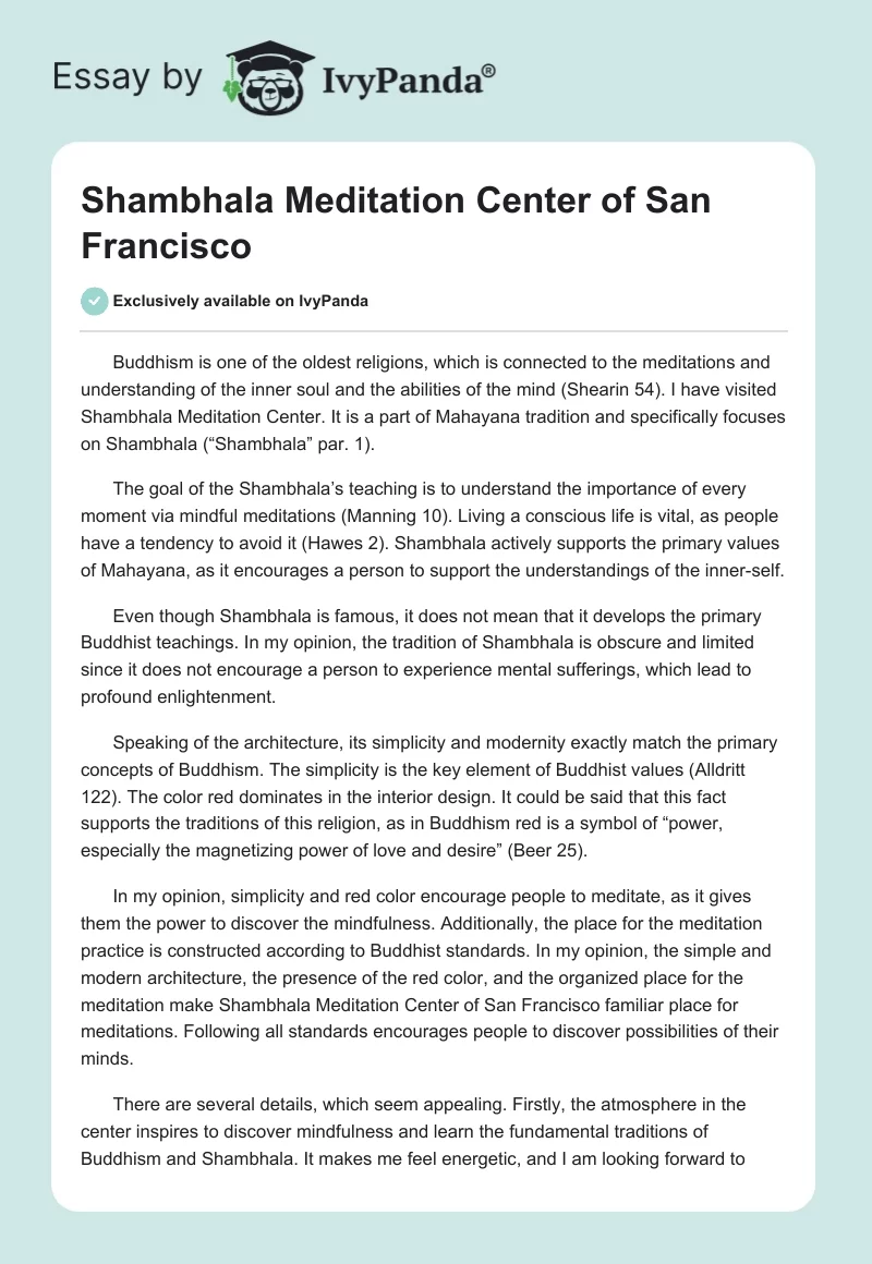 Shambhala Meditation Center of San Francisco. Page 1