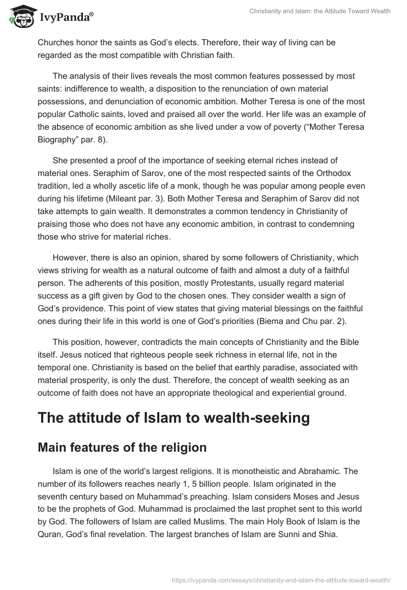 Christianity and Islam: The Attitude Toward Wealth. Page 4