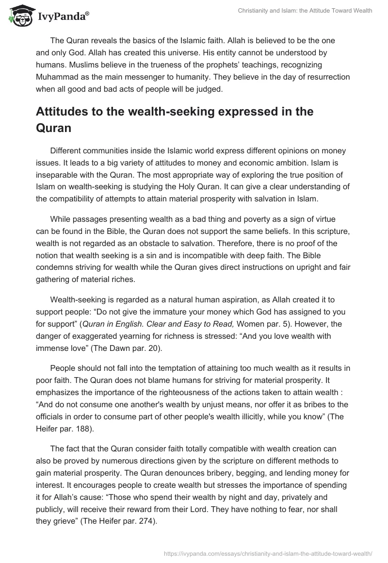Christianity and Islam: The Attitude Toward Wealth. Page 5