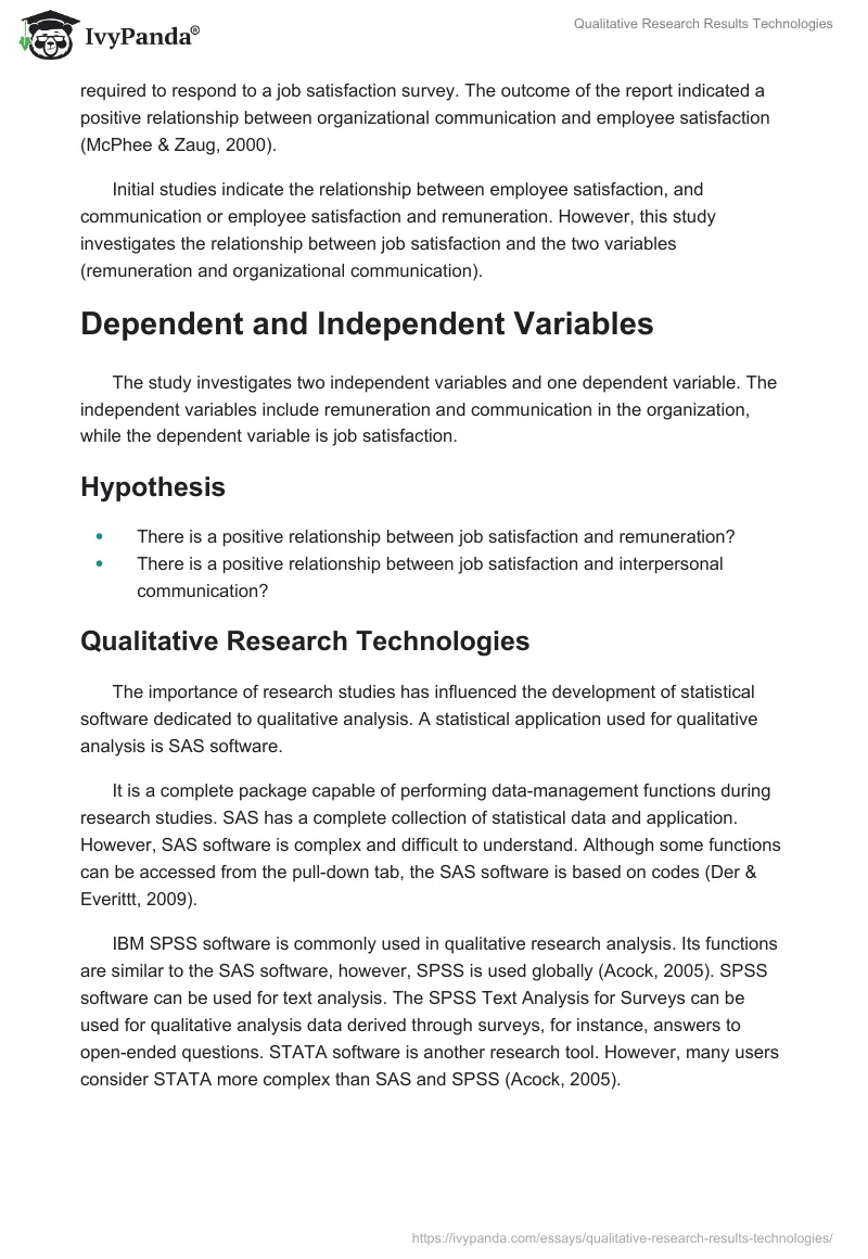 Qualitative Research Results Technologies. Page 2