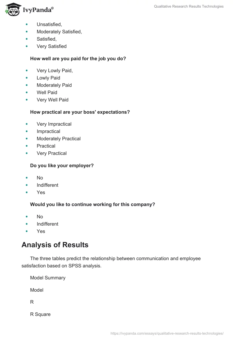 Qualitative Research Results Technologies. Page 5