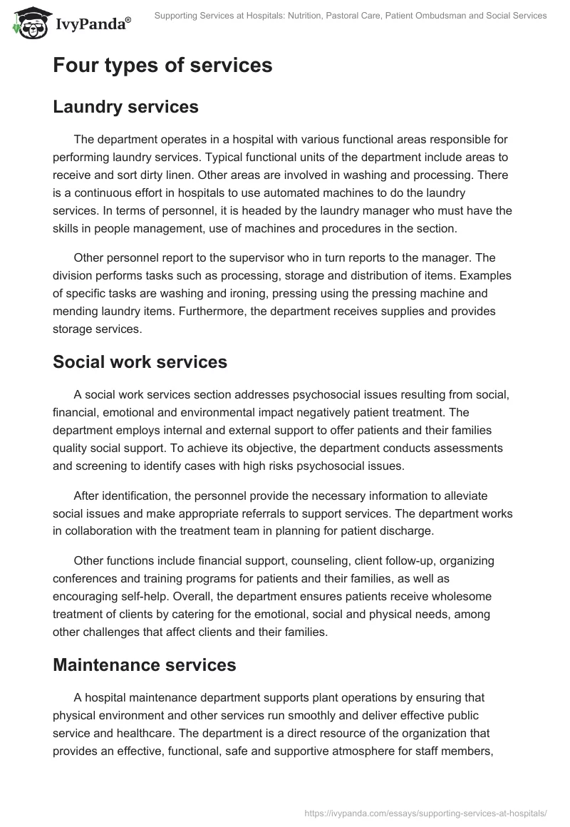 Supporting Services at Hospitals: Nutrition, Pastoral Care, Patient Ombudsman and Social Services. Page 3