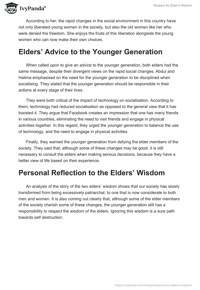Respect for Elder's Wisdom. Page 3