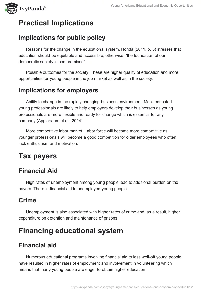 Young Americans Educational and Economic Opportunities. Page 2
