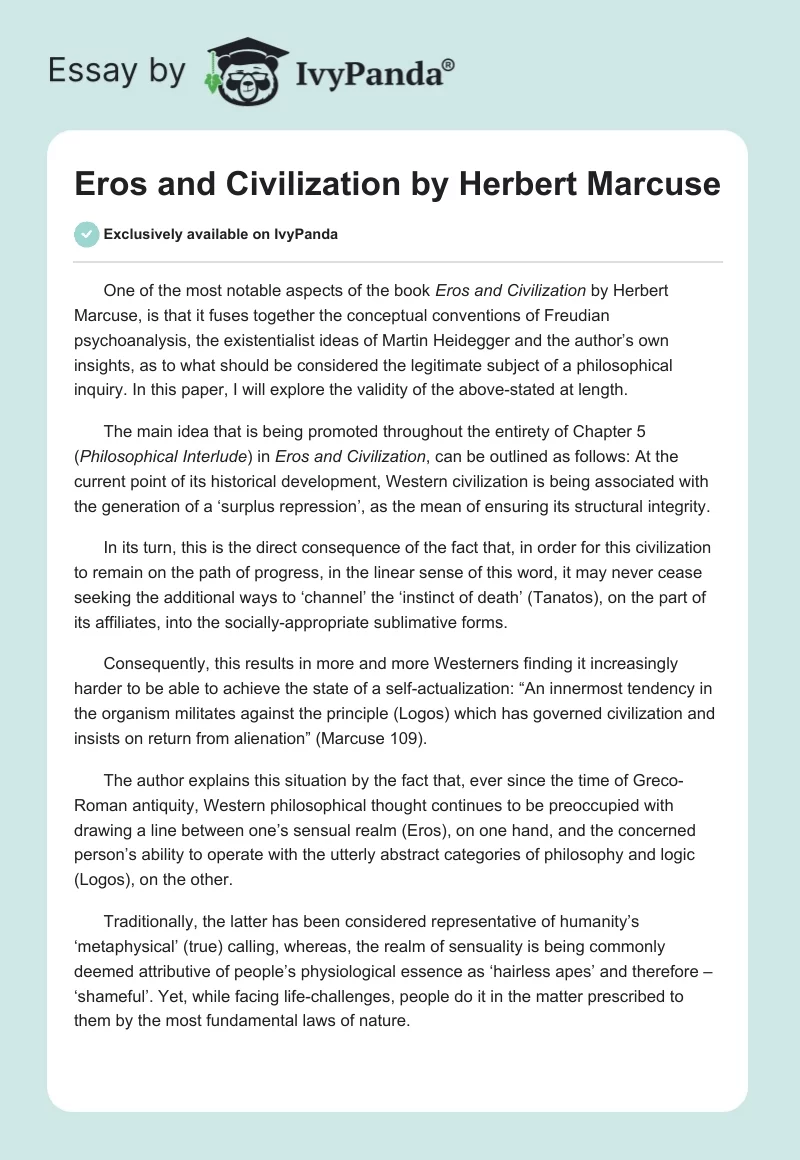 Eros and Civilization by Herbert Marcuse. Page 1