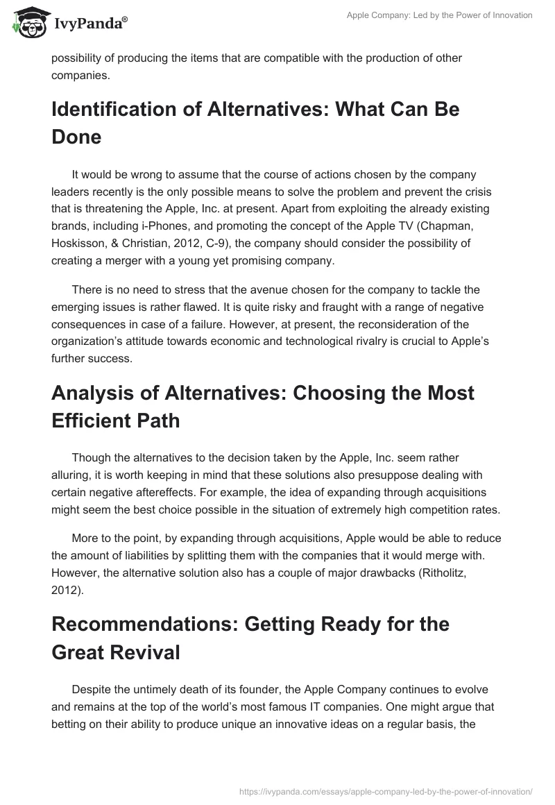 Apple Company: Led by the Power of Innovation. Page 3