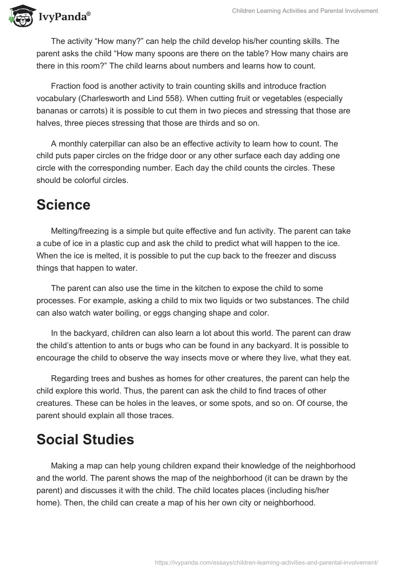 Children Learning Activities and Parental Involvement. Page 2