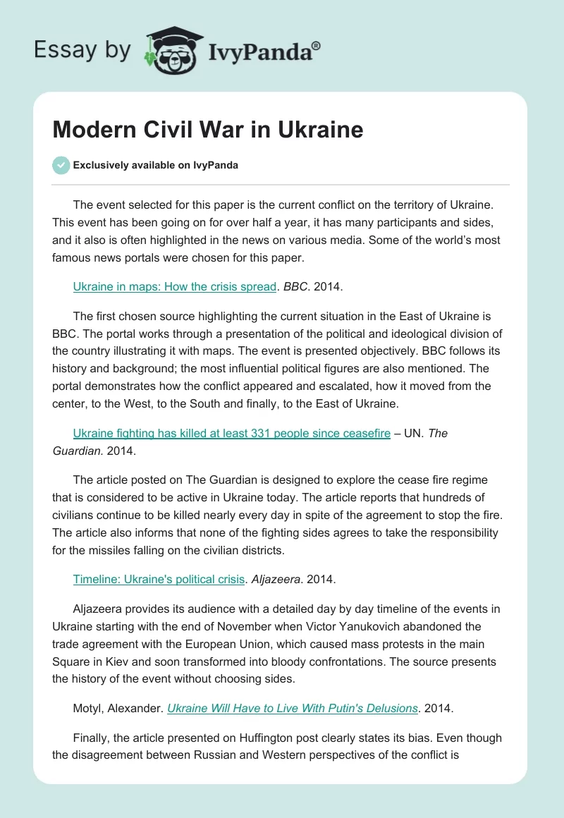 Modern Civil War in Ukraine. Page 1
