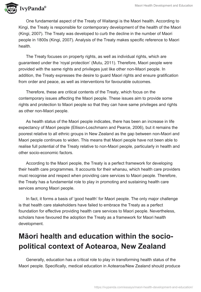 Maori Health Development and Education. Page 2