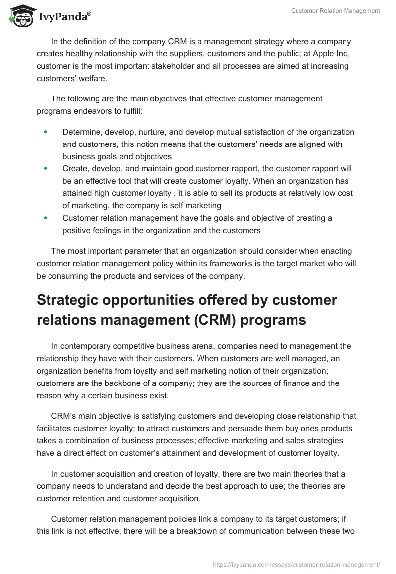 Customer Relation Management. Page 2