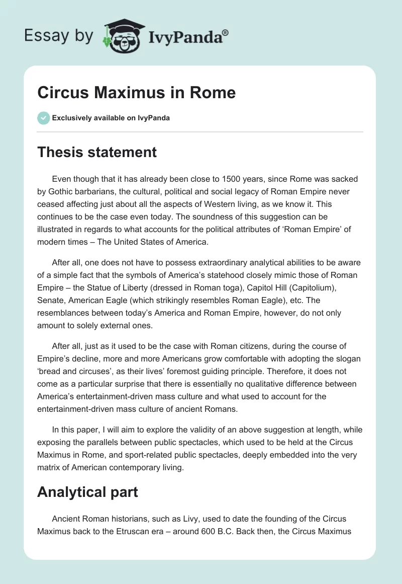 Circus Maximus in Rome. Page 1