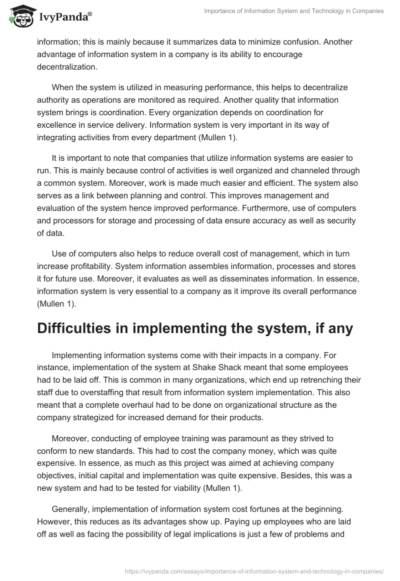 Importance of Information System and Technology in Companies. Page 5